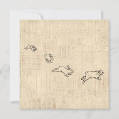 かわいいヴィンテージバニーをテーマにしたジャンプうさぎアート シーズンカード (正面)