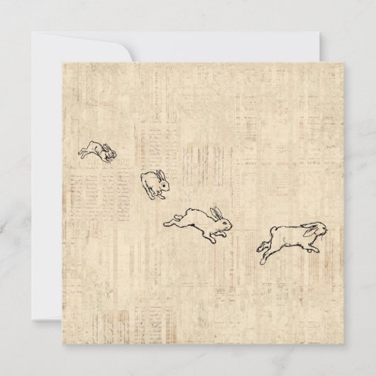 かわいいヴィンテージバニーをテーマにしたジャンプうさぎアート シーズンカード (正面)