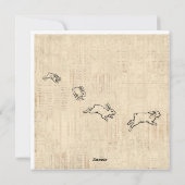 かわいいヴィンテージバニーをテーマにしたジャンプうさぎアート シーズンカード (裏面)