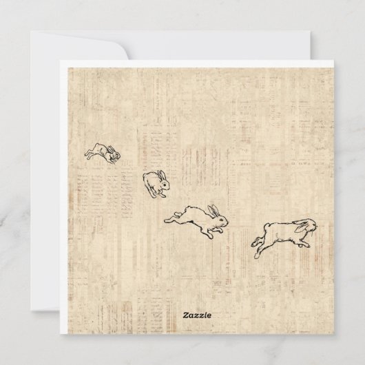 かわいいヴィンテージバニーをテーマにしたジャンプうさぎアート シーズンカード (裏面)