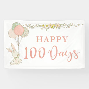 かわいいヴィンテージバニーフローラハッピー100日 横断幕