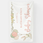 かわいいヴィンテージバニー素朴フローラベビーシャワー 横断幕 (縦)