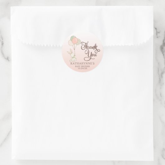 かわいいヴィンテージバニー赤ちゃんシャワーありがとう ラウンドシール (バッグ)