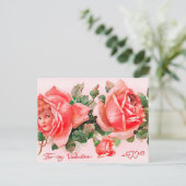 かわいいヴィンテージバラキッズバレンタイン ポストカード (スタンド正面)