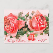 かわいいヴィンテージバラキッズバレンタイン ポストカード (正面)