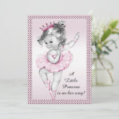 かわいいヴィンテージバレリーナプリンセスベビーシャワー 招待状 (スタンド正面)