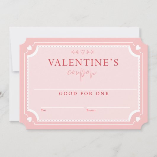 かわいいヴィンテージバレンタインのクーポン券 招待状 (正面)
