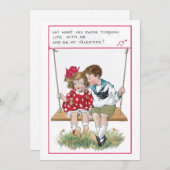 かわいいヴィンテージバレンタインの子どもたちオンスイング シーズンカード (正面/裏面)