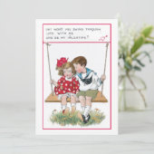 かわいいヴィンテージバレンタインの子どもたちオンスイング シーズンカード (スタンド正面)