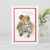 かわいいヴィンテージバレンタインの子ども シーズンカード (スタンド正面)