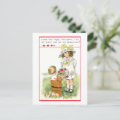 かわいいヴィンテージバレンタインの子ども ポストカード (スタンド正面)