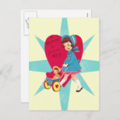 かわいいヴィンテージバレンタインカード シーズンポストカード (正面/裏面)