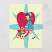 かわいいヴィンテージバレンタインカード シーズンポストカード (正面)