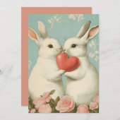 かわいいヴィンテージバレンタインズデイホリデーカード シーズンカード (正面/裏面)