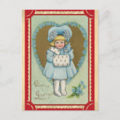 かわいいヴィンテージバレンタインデーのご挨拶 ポストカード (正面)