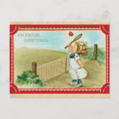 かわいいヴィンテージバレンタインデー挨拶ラブゲーム ポストカード (正面)