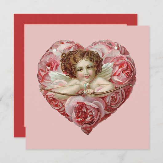 かわいいヴィンテージバレンタインデー シーズンカード (正面/裏面)