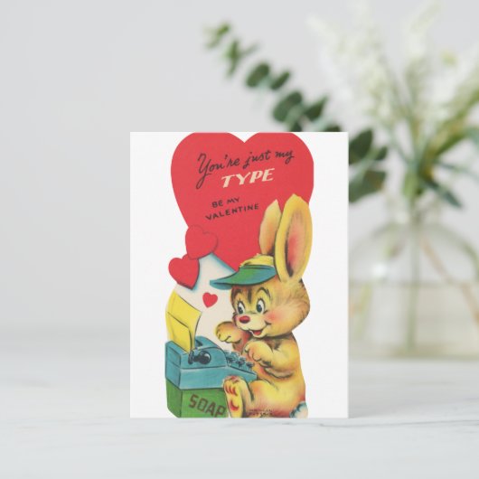 かわいいヴィンテージバレンタインデー シーズンポストカード (スタンド正面)