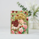 かわいいヴィンテージバレンタインデー ポストカード (スタンド正面)