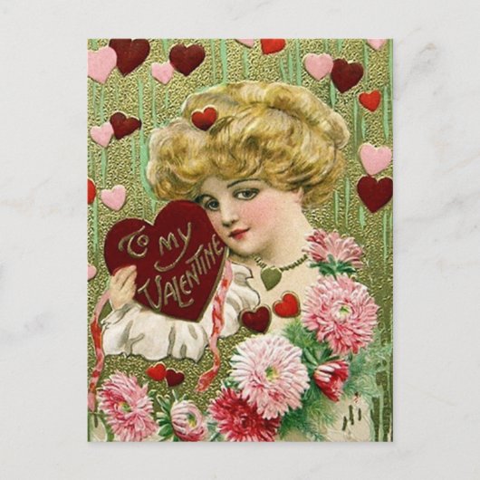 かわいいヴィンテージバレンタインデー ポストカード (正面)