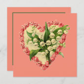 かわいいヴィンテージバレンタインフローラハート シーズンカード (正面/裏面)