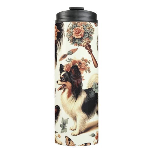 かわいいヴィンテージパピロンドッグイラストレーション タンブラー (正面)