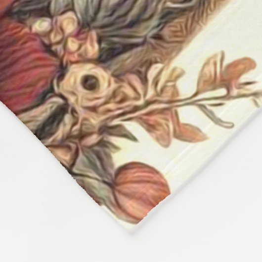 かわいいヴィンテージパピロンドッグイラストレーション フリースブランケット (角)