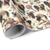 かわいいヴィンテージパピロンドッグイラストレーション ラッピングペーパー (ロールコーナー)