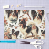 かわいいヴィンテージパピロンドッグイラストレーション 薄葉紙 (クラフト)