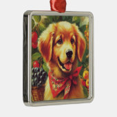 かわいいヴィンテージパピーポートレート メタルオーナメント (右)