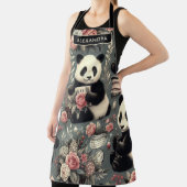 かわいいヴィンテージパンダフローラ エプロン (インサイチュ)