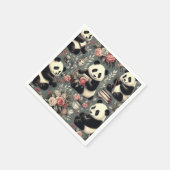 かわいいヴィンテージパンダフローラ スタンダードカクテルナプキン (角)