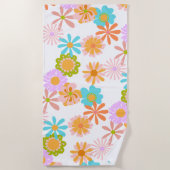 かわいいヴィンテージヒッピー花柄 ビーチタオル (正面)
