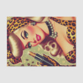 かわいいヴィンテージヒョウ柄の女の子 薄葉紙 (正面)