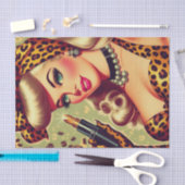 かわいいヴィンテージヒョウ柄の女の子 薄葉紙 (クラフト)