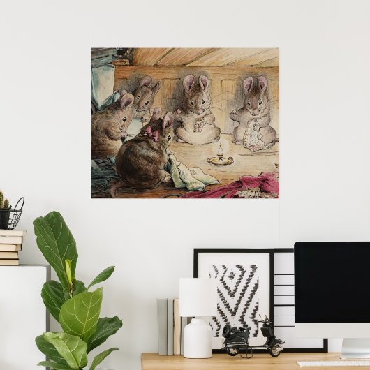 かわいいヴィンテージビアトリックスポッター5ネズミ裁縫子供部屋 ポスター (ホームオフィス)