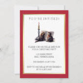 かわいいヴィンテージビクトリアンのクリスマス猫と金ゴールド 招待状 (正面)