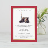 かわいいヴィンテージビクトリアンのクリスマス猫と金ゴールド 招待状 (スタンド正面)