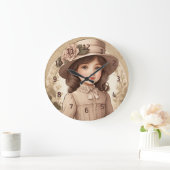 かわいいヴィンテージビクトリアンガールポートレートウォールクロック ラージ壁時計 (ホーム)