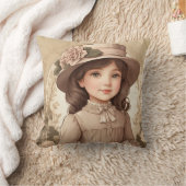 かわいいヴィンテージビクトリアンガールポートレート クッション (ブランケット)