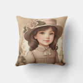 かわいいヴィンテージビクトリアンガールポートレート クッション (裏面)