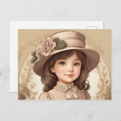 かわいいヴィンテージビクトリアンガールポートレート ポストカード (正面/裏面)