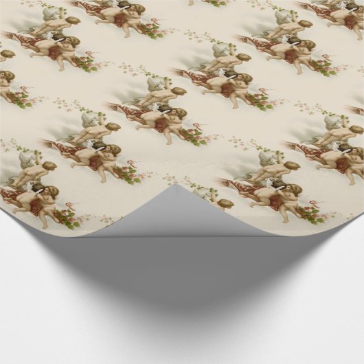 かわいいヴィンテージビクトリアンクリスマスエンジェルWr ラッピングペーパー (角)