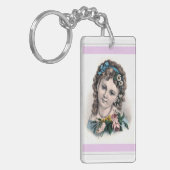 かわいいヴィンテージビクトリアンフラワーガール キーホルダー (正面左)