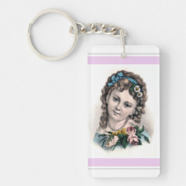 かわいいヴィンテージビクトリアンフラワーガール キーホルダー