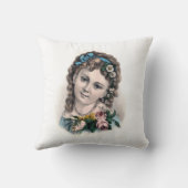 かわいいヴィンテージビクトリアンフラワーガール クッション (裏面)
