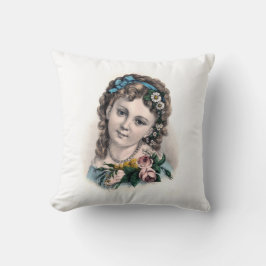 かわいいヴィンテージビクトリアンフラワーガール クッション