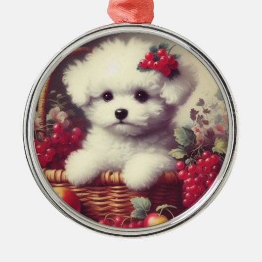 かわいいヴィンテージビコンフリ絵を描セ メタルオーナメント (正面)