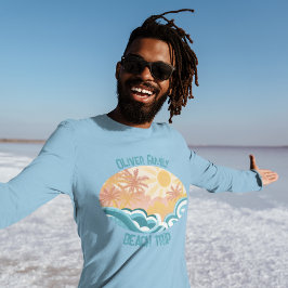 かわいいヴィンテージビーチウェーブスサンシャインサーフ長袖 Tシャツ