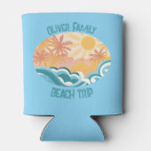 かわいいヴィンテージビーチウェーブスサンシャインブルーサーファー 缶クーラー (裏面)